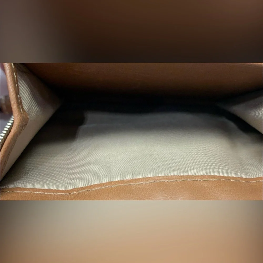 Coach Tan and Brown Wallet with Snap Closure canvas and leather